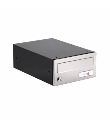 Buzón Joma, Horizon H2435 -82608- cuerpo en acero electrocincado Negro y puerta en acero electrocincado Inox AISI 304 mate