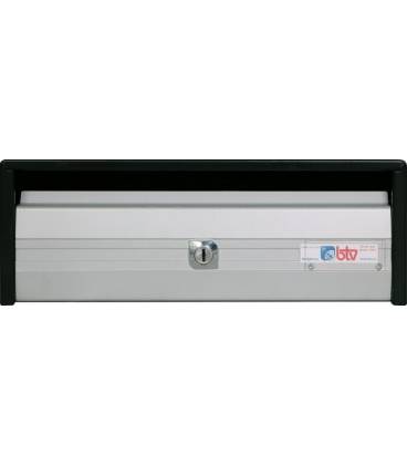 Buzón BTV Troya 11461, cuerpo negro pintado y puerta color Pintura Aluminio - Antivandálico.