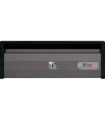 Buzón BTV Troya, 11464, cuerpo negro pintado y puerta color Titanio- Antivandálico.