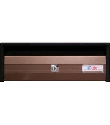 Buzón BTV Troya 11465, cuerpo negro pintado y puerta color Bronce - Antivandálico.