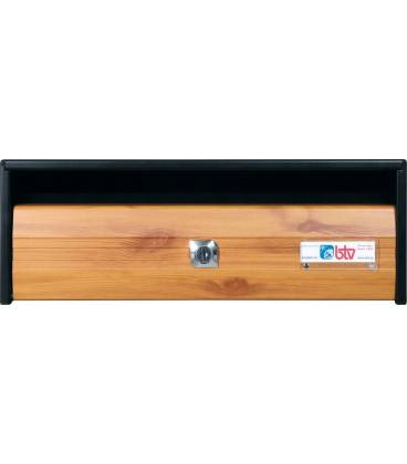 Buzón BTV Troya 11467, cuerpo negro pintado y puerta color Roble - Antivandálico.
