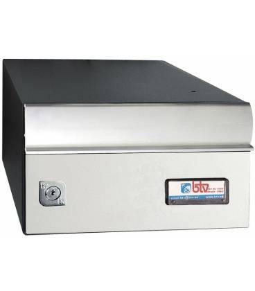Buzón BTV Expo Gran capacidad, tamaño revistero de fondo, Cuerpo acero negro y puerta de Aluminio en Pintura Aluminio , p/ exter