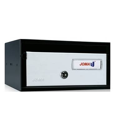 Buzón Joma, Lobby H2425- 82026U-cuerpo en acero electrocincado negro y puerta en acero electrocincado Inox Brillo AISI 430