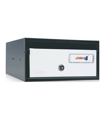 Buzón Joma, Lobby H2435- 82016U-cuerpo en acero electrocincado negro y puerta en acero electrocincado Inox Brillo AISI 430