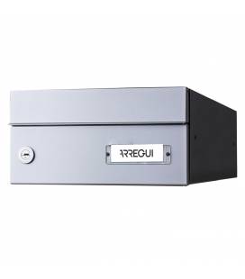 Buzón Infinity, H2000-02- con cuerpo de acero negro y puerta de acero galvanizado Plata