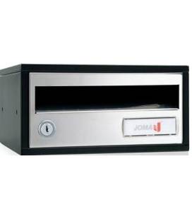 Buzón Joma, Indico h2425- 82335U-cuerpo en acero electrocincado negro y puerta en acero electrocincado Inox Brillo AISI 430.