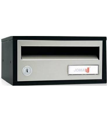Buzón Joma, Indico h2435- 82315U-cuerpo en acero electrocincado negro y puerta en acero electrocincado Pintura Inox