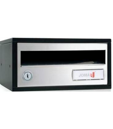 Buzón Indico h2435- 82320U-cuerpo en acero electrocincado negro y puerta en acero electrocincado Inox Brillo AISI 430
