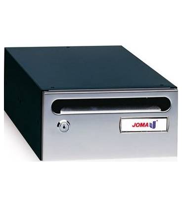 Buzón Hall 24- 03440- cuerpo de acero electrocincado negro y puerta en acero electrocincado Inox Brillo AISI 430