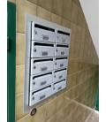 Agrupación de Buzones BTV Mercurio Blanco, empotrado en la pared con tapajuntas de aluminio en blanco