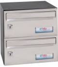 Buzones btv Barajas 26726, cuerpo negro pintado y puerta acero color Inox Brillo G2, para interior.