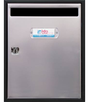 Buzón Btv Teide 15828, cuerpo en acero negro y puerta en acero Inox Mate (calidad AISI 304). Apto para el interior. 