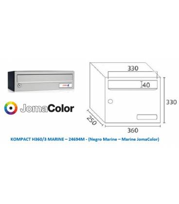 BUZÓN HORIZONTAL KOMPACT H360/3 MARINE -24694M- (Marine Negro - Marine JomaColor). Apto para el exterior.