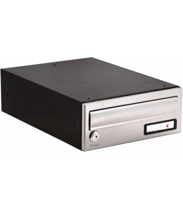 Buzón Kompact EVO H270-81451, con cuerpo color negro y puerta color Plata, apto para el exterior.
