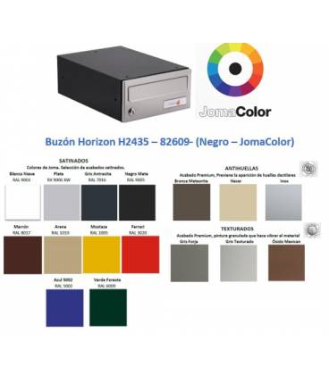 Buzón Joma, Horizon H2435 - 82609 - cuerpo de acero electrocincado Negro y puerta en acero electrocincado JomaColor