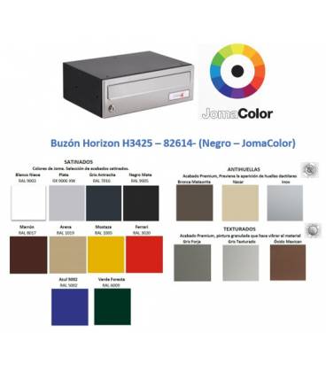 buzón Joma Horizon h3425 - 82614- cuerpo acero electrocincado Negro y puerta de acero electrocincado JomaColor