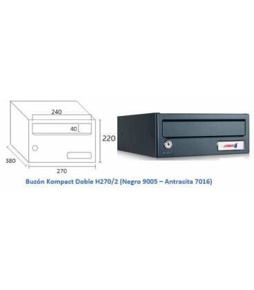 Buzón Kompact H270/2 - 81311- cuerpo en acero electrocincado Negro y puerta en acero electrocincado Antracita