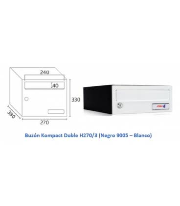 Buzón Kompact h270/3 -81352- Cuerpo de acero electrocincado Negro y Puerta en acero electrocincado Blanco.