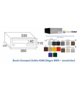 Buzón Kompact H360- 81279- cuerpo en acero electrocincado negro y puerta en acero electrocincado JomaColor (color a elegir)