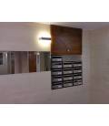 Instalaciones de SoloBuzones, Agrupación de 13 buzones Indico H2435- Negro- Inox Brillo encastrados en pared con 2 huecos bandej