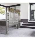 Agrupación de Joma, 12 buzones Kompact V360- Inox Mate AISI 304, con envolvente, tejado y con soportes lateral redondo