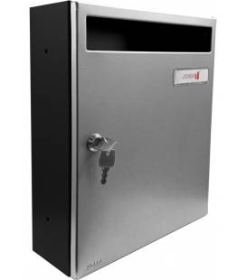 Buzón Joma, Modelo Wall V270- 81131-cuerpo de acero electrocincado NEGRO y puerta en acero electrocincado INOX BRILLO AISI 430