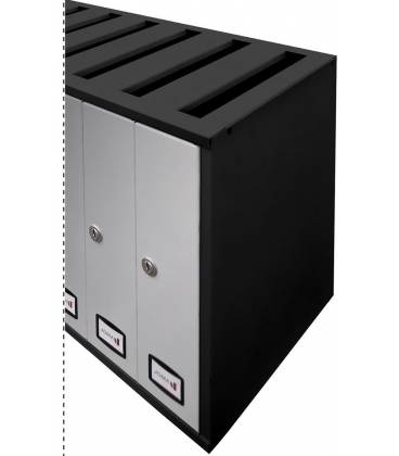 Buzón Joma, Cosmos Top -71136- Cuerpo y puerta en acero electrocincado NEGRO / PINTURA INOX- carga superior.