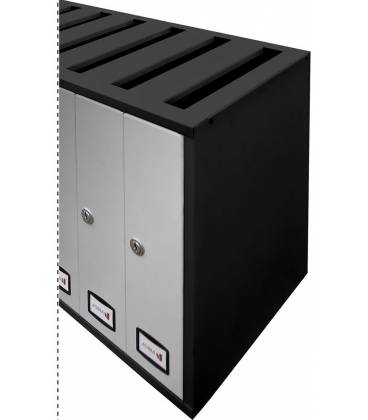 Buzón Joma, Cosmos Top (carga superior)- 71130- Con cuerpo y puerta en acero electrocincado, Negro/ INOX BRILLO AISI 430