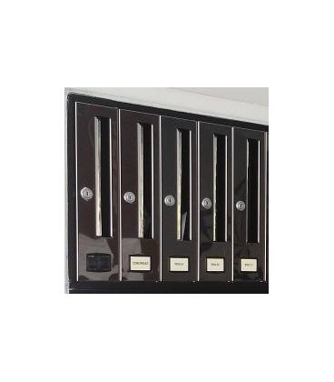 Buzón Joma Cosmos Front -71180- Carga Superior, Con cuerpo de acero electrocincado NEGRO / INOX BRILLO AISI 430