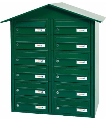 Buzón Joma- BCP 12- 85275- Con cuerpo y puerta en acero electrocincado Verde Foresta, apto para exterior.