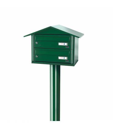 Buzón Joma, BCP 2, 85144- de cuerpo y puerta de acero electrocincado con soporte verde foresta con soporte.