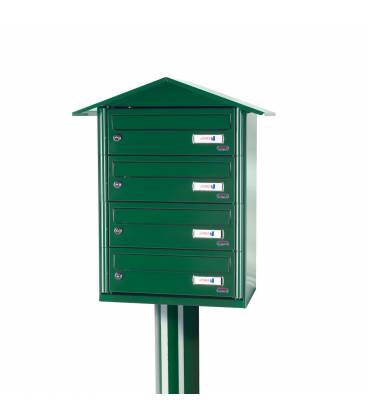 Buzón Joma, BCP 4 - 85148, de cuerpo y puerta de acero electrocincado con soporte verde foresta con soporte.