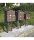Ejemplo de Agrupación de buzones BCP, personalizado duo de JomaColor gris forja y oxido mexican texturado con envolvente y sopor