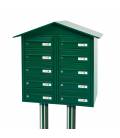 Buzón Joma, BCP 10 -85270- de cuerpo y puerta de acero electrocincado con soporte verde foresta 