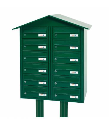 Buzón Joma, BCP 12 - 85276 de cuerpo y puerta de acero electrocincado con soporte verde foresta 