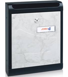 Buzón Joma, Hall 10- 03103- Con cuerpo y puerta en acero electrocincado NEGRO / MÁRMOL. Apto para el interior.