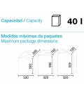 Dimensiones máximas de paquetes y capacidad de 40 l