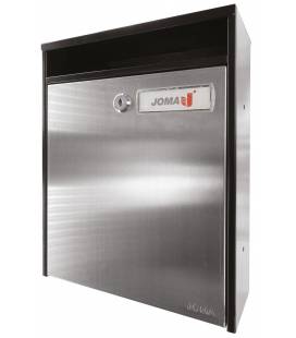 Buzón Joma, EVO 10 -24856- con cuerpo en acero electrocincado NEGRO / INOX MATE AISI 304, apto para interior