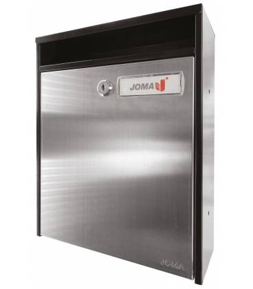 Buzón Joma, EVO 10 -24856- con cuerpo en acero electrocincado NEGRO / INOX MATE AISI 304, apto para interior