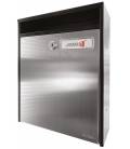 Buzón Joma, EVO 10 -24856- con cuerpo en acero electrocincado NEGRO / INOX MATE AISI 304, apto para interior