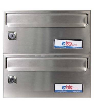 Buzón BTV, BARAJAS -26727- Con cuerpo de acero pintado Negro y puerta de acero inoxidable Inox Mate G2, para interior