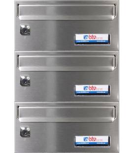 Buzón BTV, BARAJAS - 36727 -Con cuerpo de acero pintado negro y puerta de acero inoxidable Inox Mate G3, para interior
