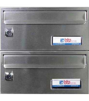 Buzón BTV, BARAJAS - 20337 -Con cuerpo de acero pintado Negro y Puerta de acero inoxidable Inox Mate G2