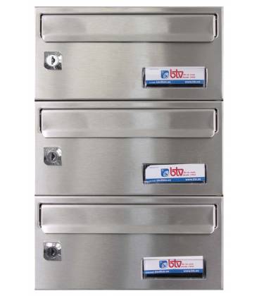 Buzón Btv, BARAJAS -30337 - Con cuerpo de acero pintado Negro y puerta de acero inoxidable Inox Mate G3
