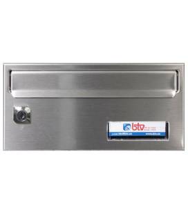 Buzón BTV, BARAJAS -16727- Con cuerpo de acero pintado Negro y puerta en acero inoxidable color Mate Inox G1