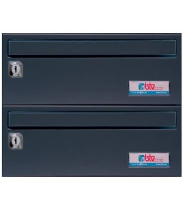 Buzones BTV, BARAJAS -26728. Cuerpo de acero pintado negro y puerta de acero inoxidable Antracita. G2. Para interior