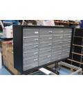 Agrupación de 24 buzones Barajas color Titanio. Con envolvente de aluminio, apto para colgar o para montar sobre soportes