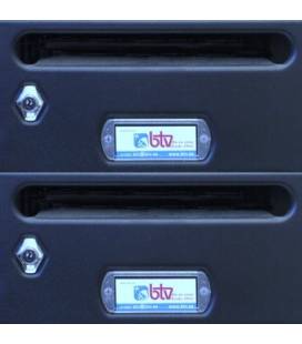 Buzón Btv, Mercurio 23510, cuerpo de acero pintado negro y puerta en acero pintado Antracita G2. Apto p/ interior