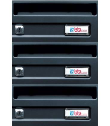 Buzones BTV, Silver - 33711. Cuerpo de acero pintado negro y puerta de acero pintado antracita, G3, apto para el interior