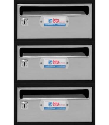 Buzón Btv, Moncayo 33907- cuerpo de acero pintado Negro y Puerta de acero pintado Inox Mate G3- Apto para el interior.